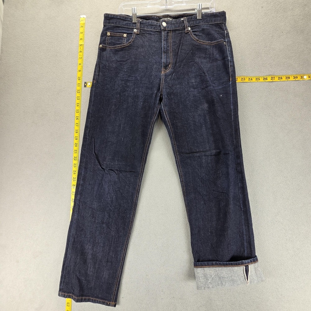 Selvedge Jeans Mens 34x30 Blue TOPTEN10 Better Denim Straight Dark Wash Zip Fly